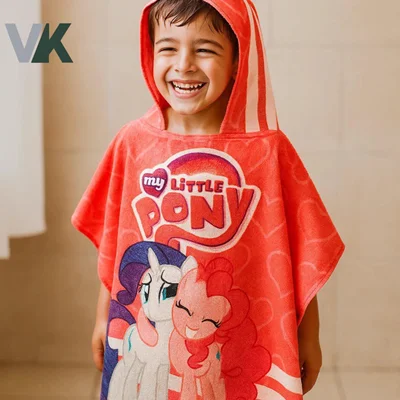 حوله پانچو بچه گانه شناسه 10100297 سایز 3 مناسب 9 تا 12 سال (طرح my little pony)