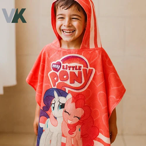 حوله پانچو بچه گانه شناسه 10100297 سایز 3 مناسب 9 تا 12 سال (طرح my little pony)