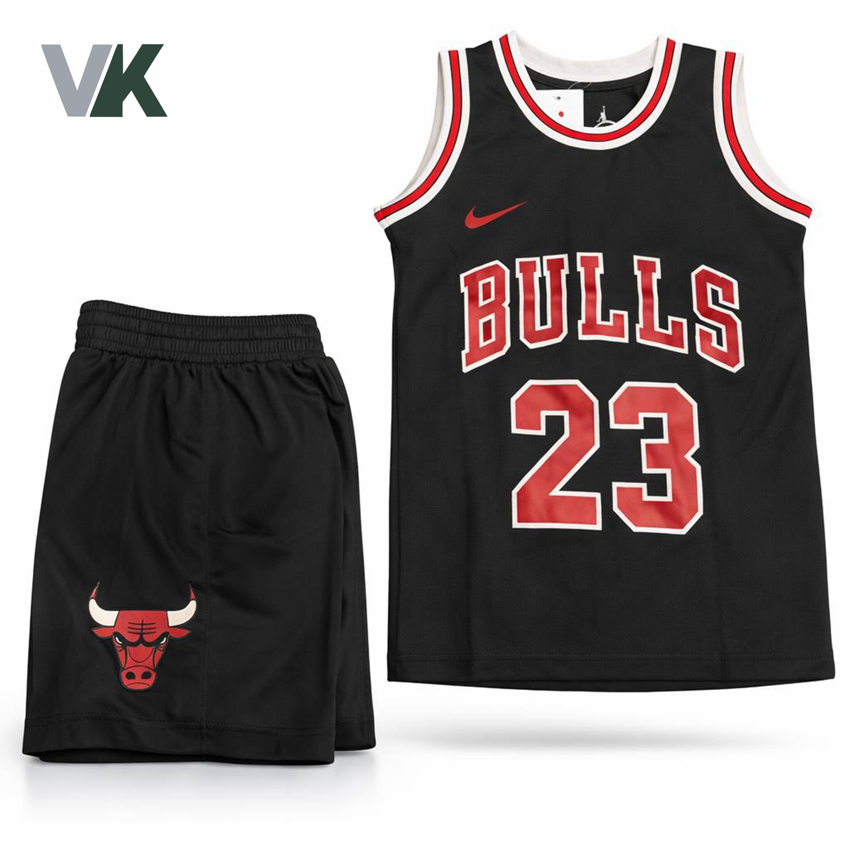 ست لباس بسکتبال بچه گانه شیکاگو BOLLS مشکی JORDAN شماره 23 شناسه 10100648